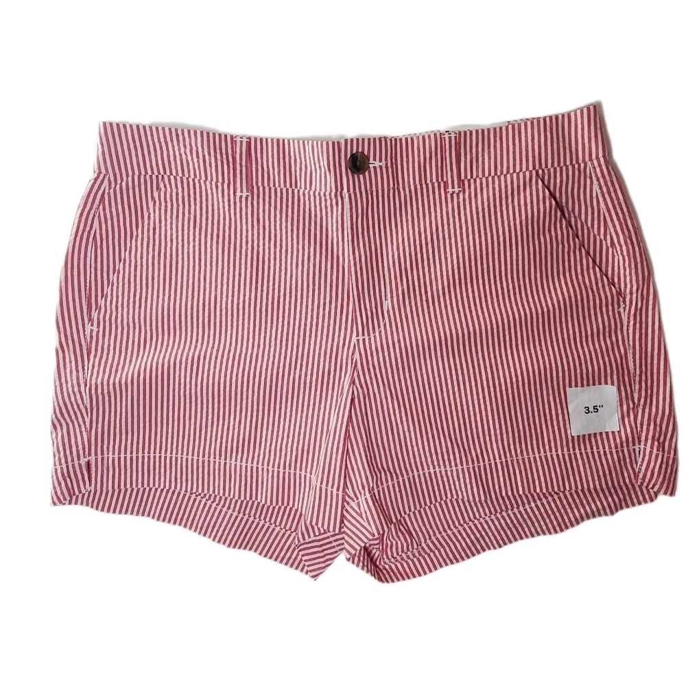 OLD NAVY Striped Seersucker Mid Rise Women's Sz 10 Stretch Shorts Preppy